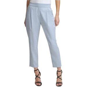 DKNY Women Wear to Work Pants Pleated Elastic Back Waist Ankle Light Blue Size 4